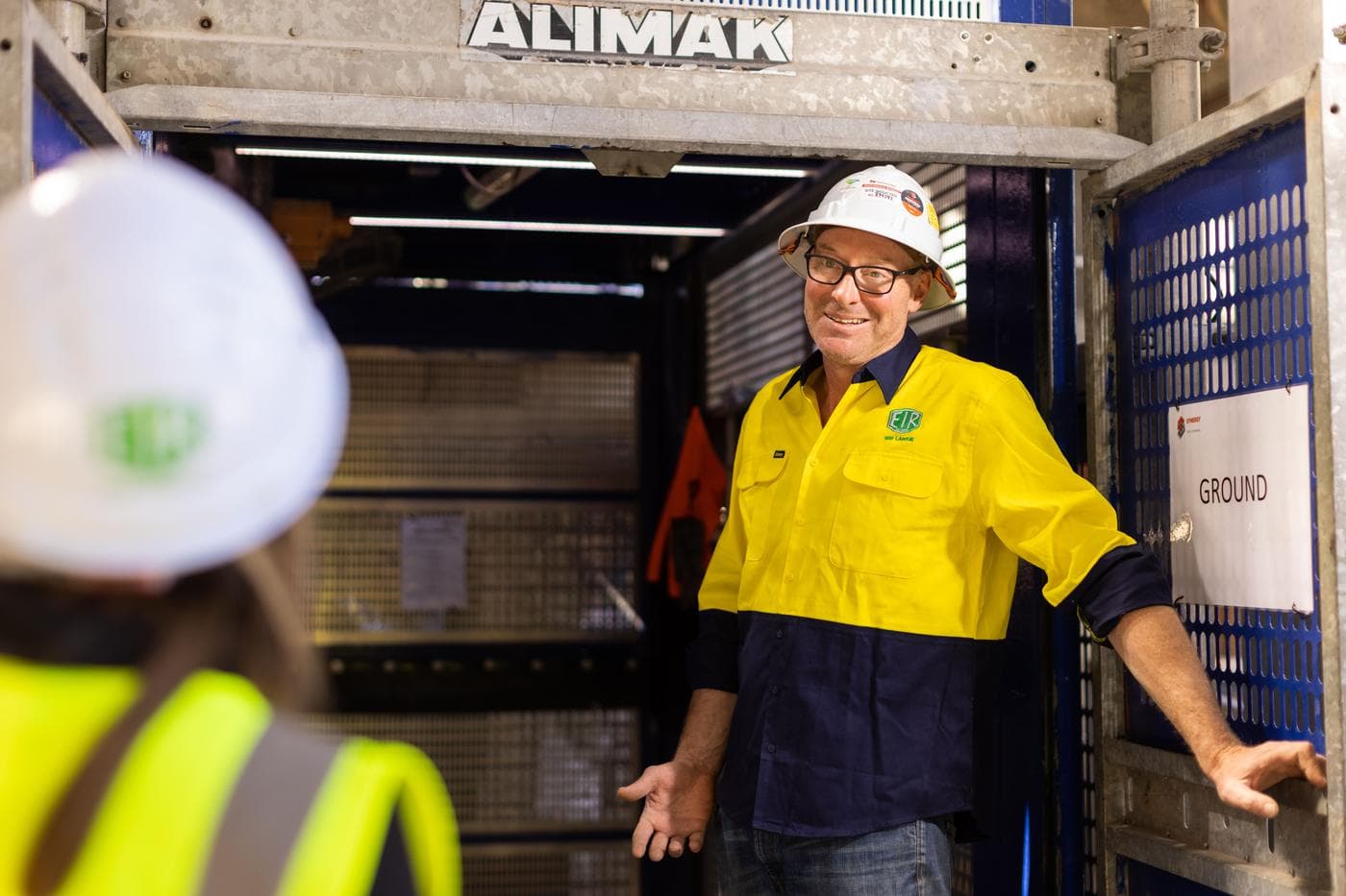 EIR worker in a hoist